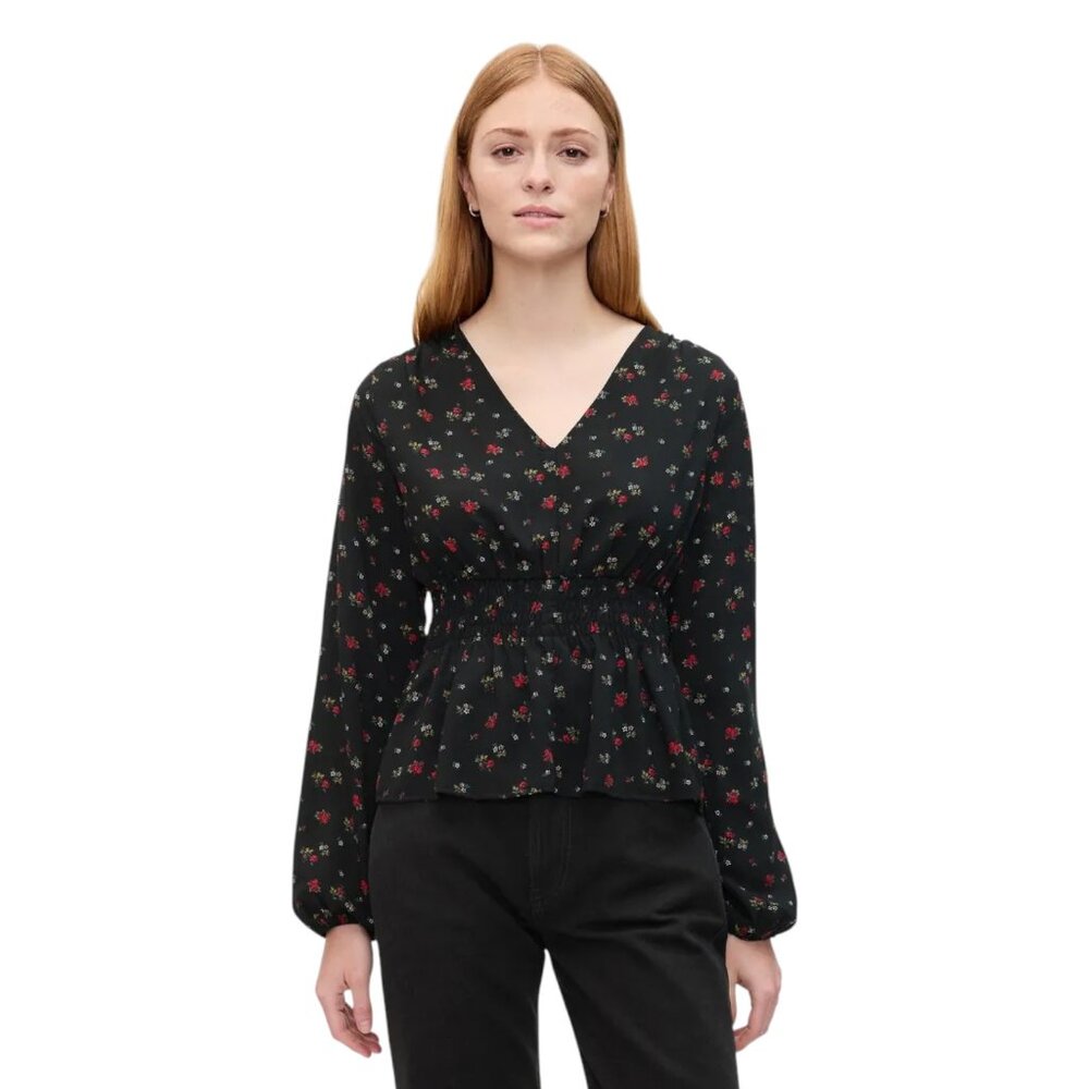 GAP Peplum Ditsy Floral Print Top Black Women's Size Medium‎